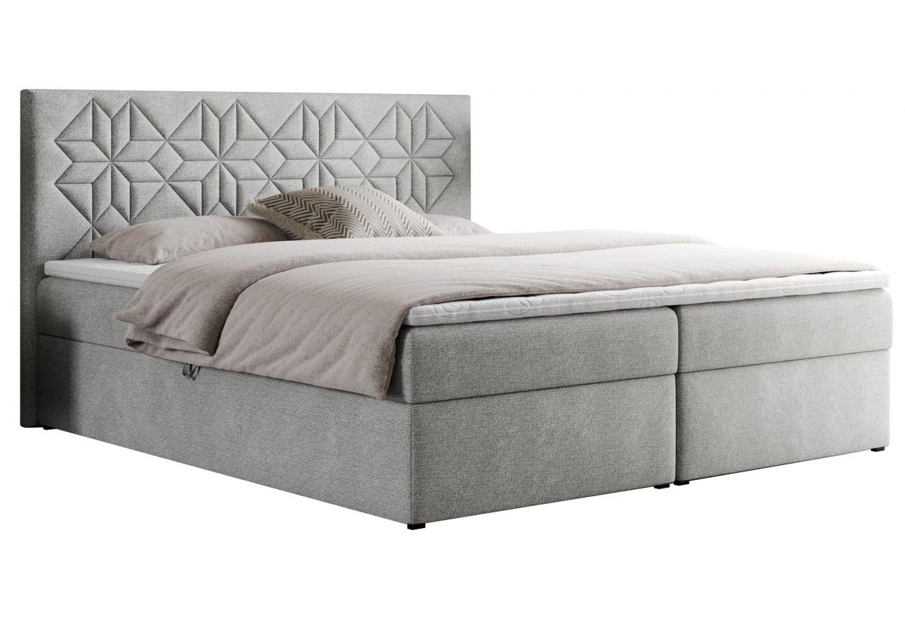 Łóżko kontynentalne LEILA 160x200 - H3 - jasnoszary, struktura