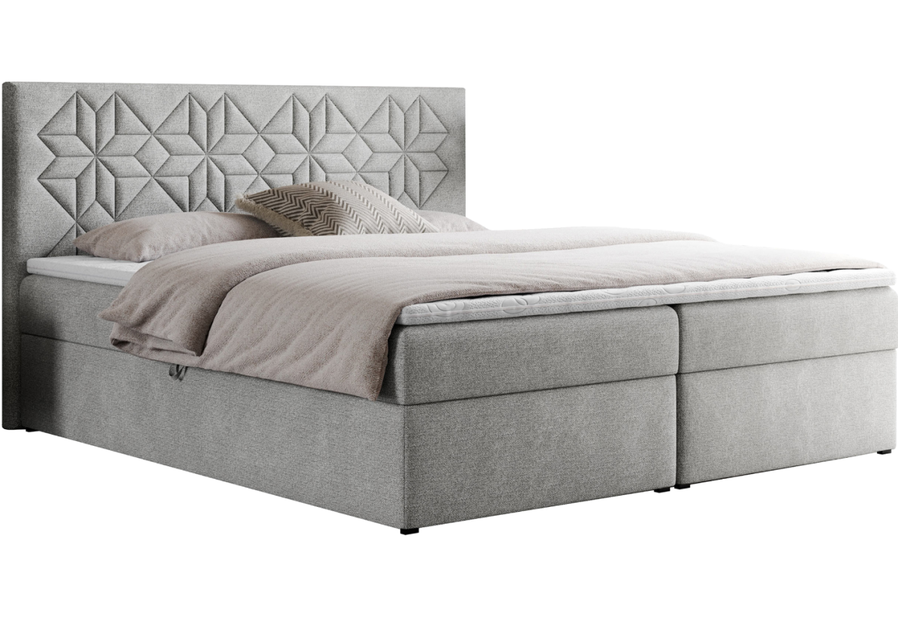 Łóżko kontynentalne LEILA 180x200 - H3 - jasnoszary, struktura