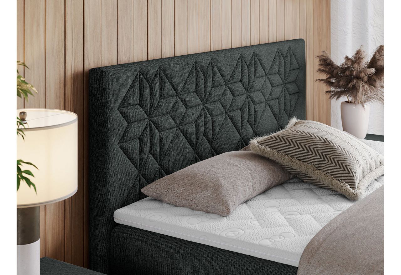 Łóżko kontynentalne LEILA 180x200 - H3 - ciemnoszary, struktura