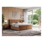 Łóżko kontynentalne LEILA 180x200 - H3 - pomarańczowy, struktura