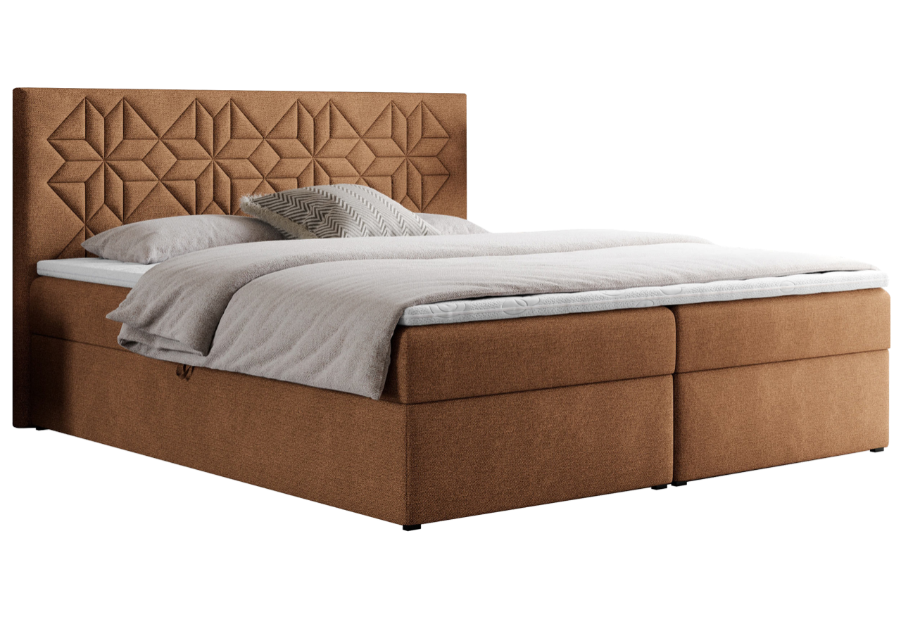 Łóżko kontynentalne LEILA 180x200 - H3 - pomarańczowy, struktura