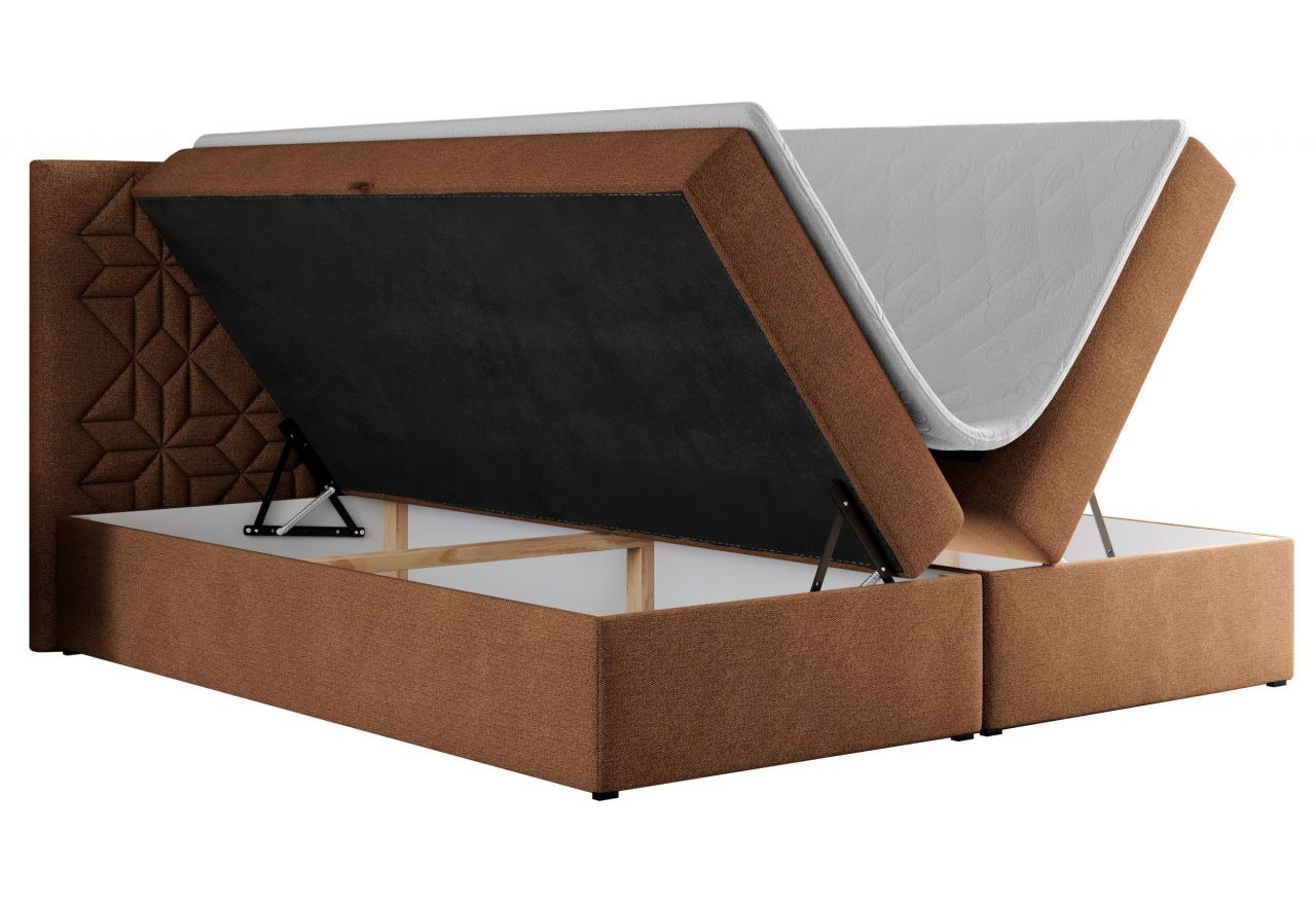 Łóżko kontynentalne LEILA 180x200 - H3 - pomarańczowy, struktura