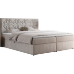 Łóżko kontynentalne LEILA 120x200 - H3 - beżowy, struktura