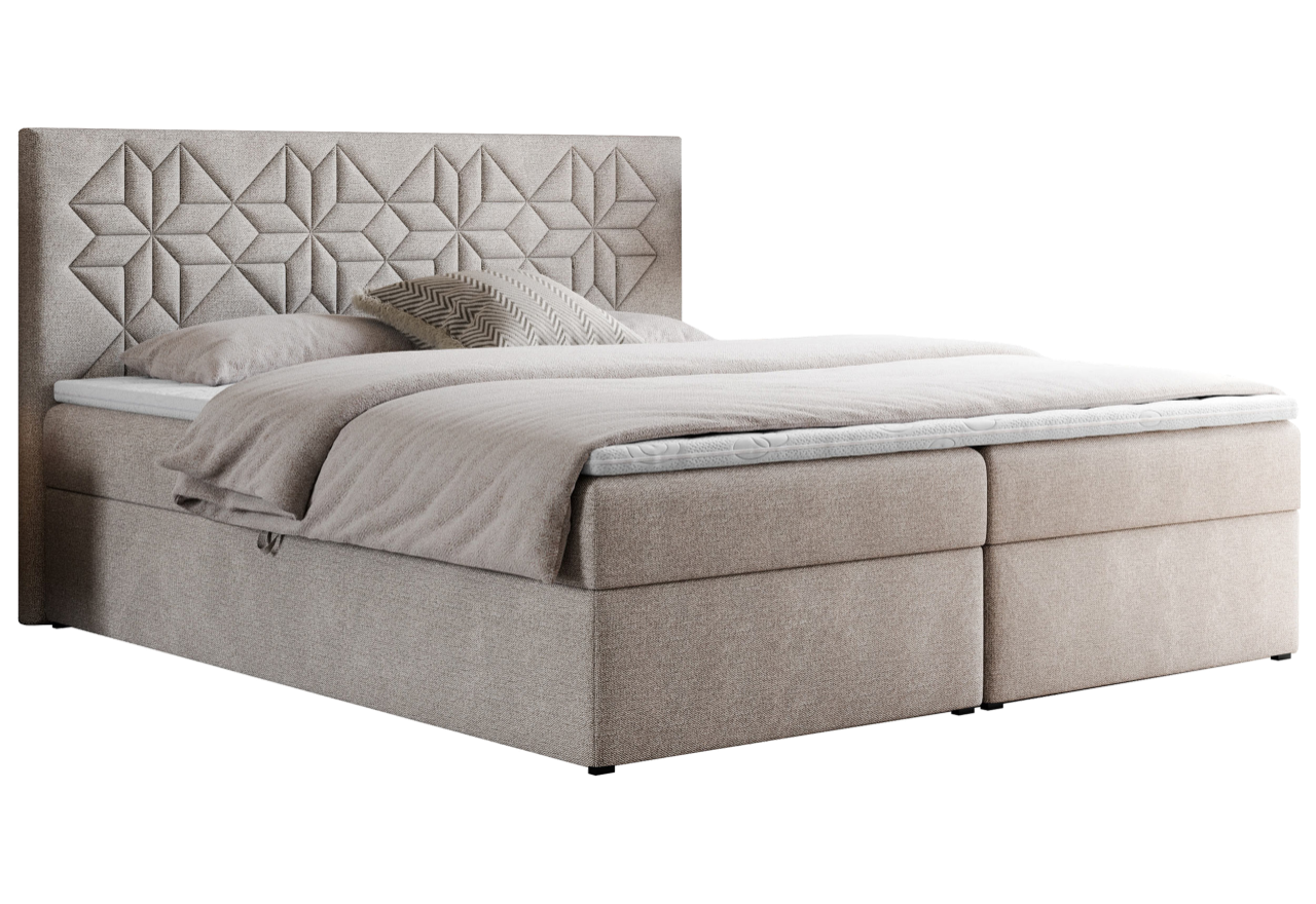 Łóżko kontynentalne LEILA 140x200 - H3 - beżowy, struktura