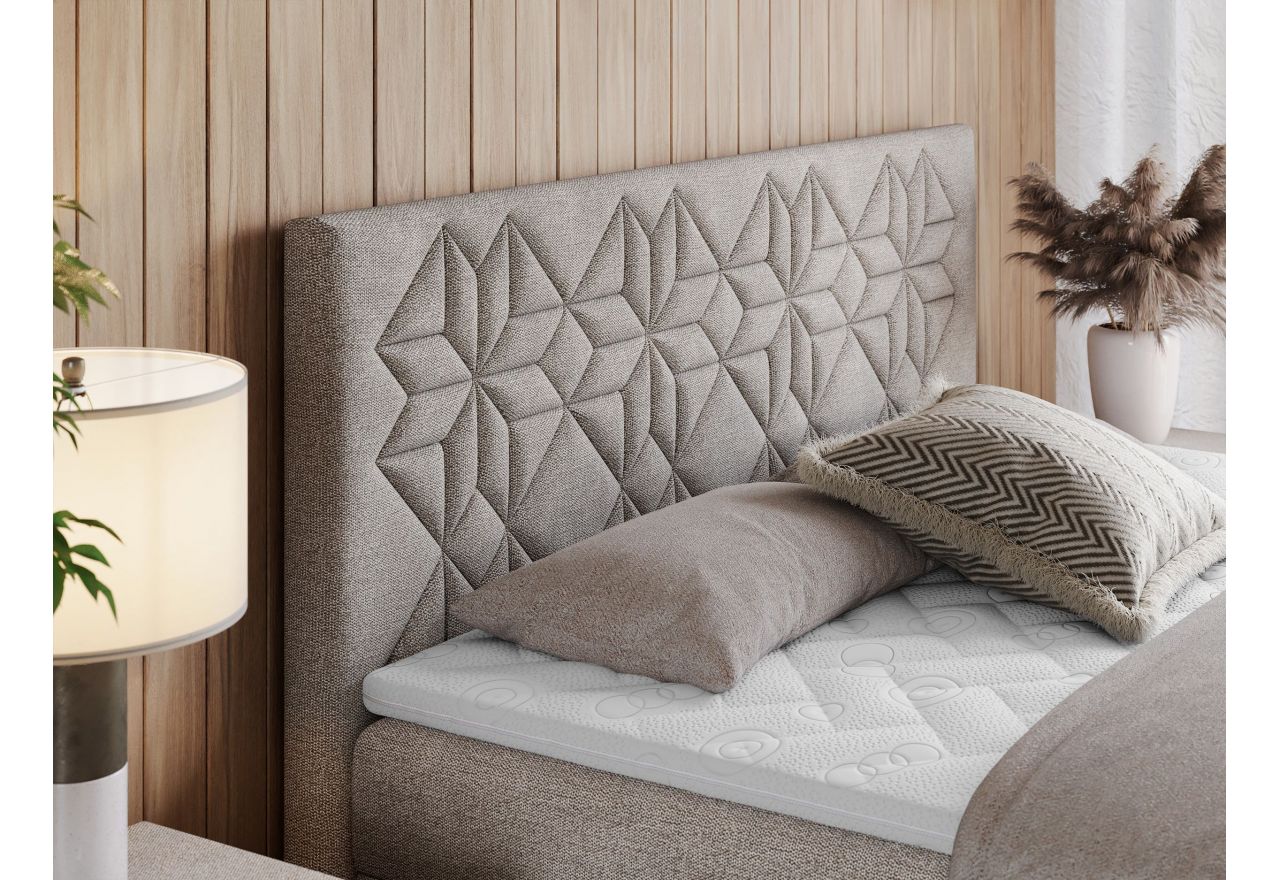 Łóżko kontynentalne LEILA 140x200 - H3 - beżowy, struktura