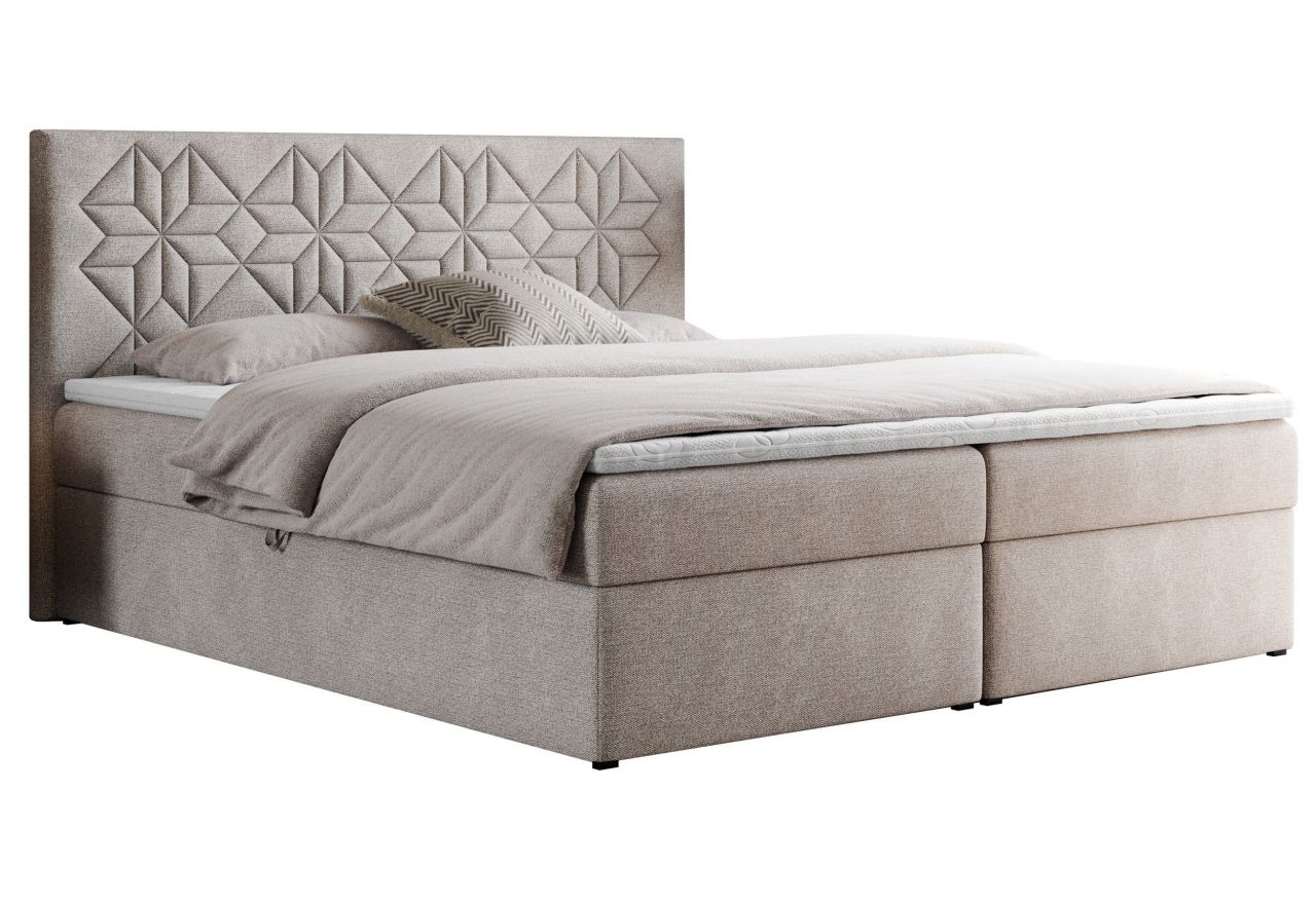 Łóżko kontynentalne LEILA 140x200 - H3 - beżowy, struktura