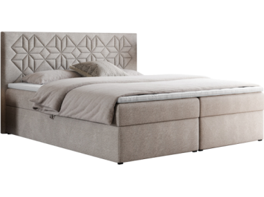 Łóżko kontynentalne LEILA 200x200 - H3 - beżowy, struktura