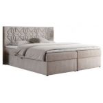 Łóżko kontynentalne LEILA 200x200 - H3 - beżowy, struktura