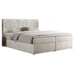 Łóżko kontynentalne LEILA 140x200 - H3 - beżowy, welwet