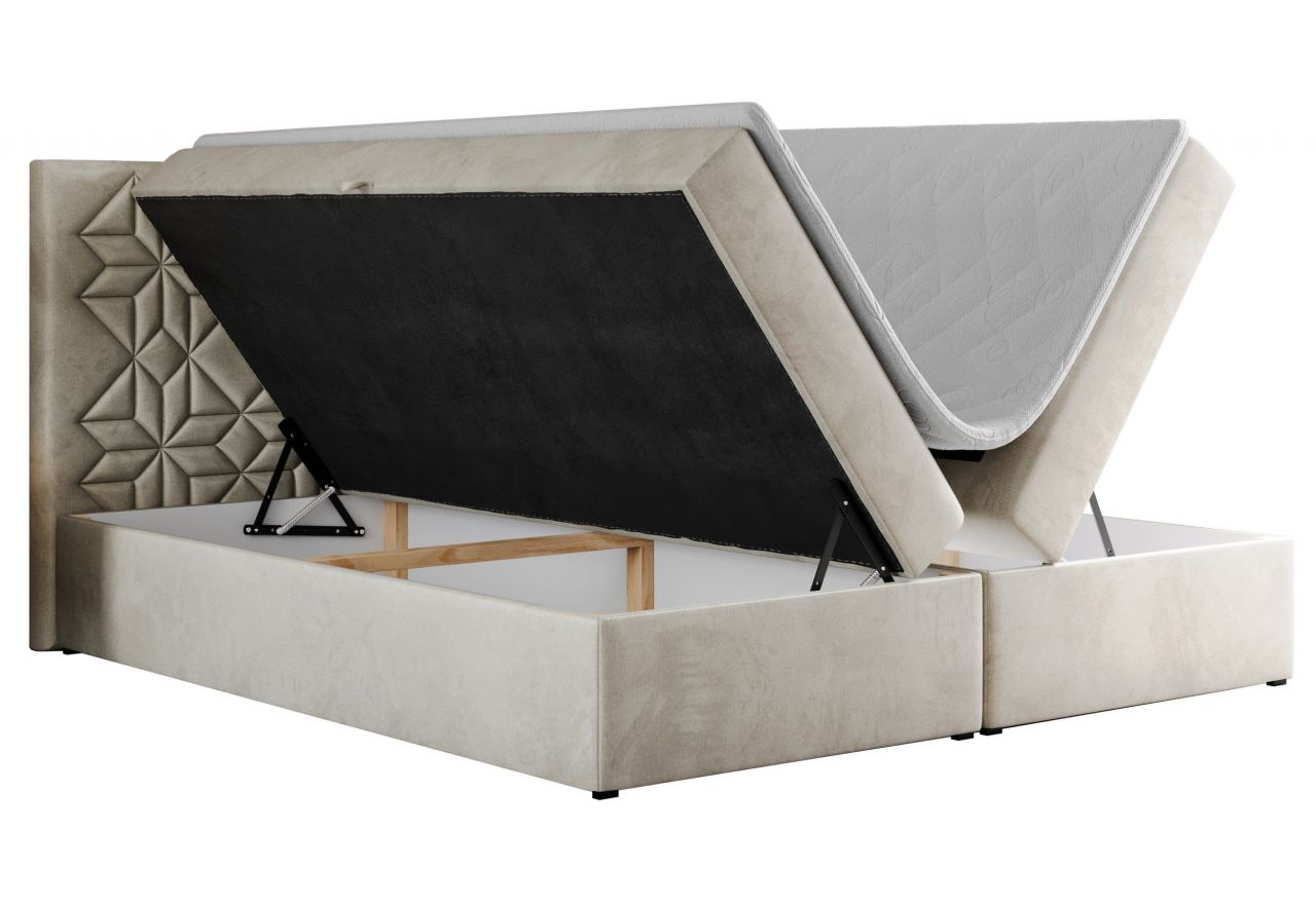 Łóżko kontynentalne LEILA 180x200 - H3 - beżowy, welwet