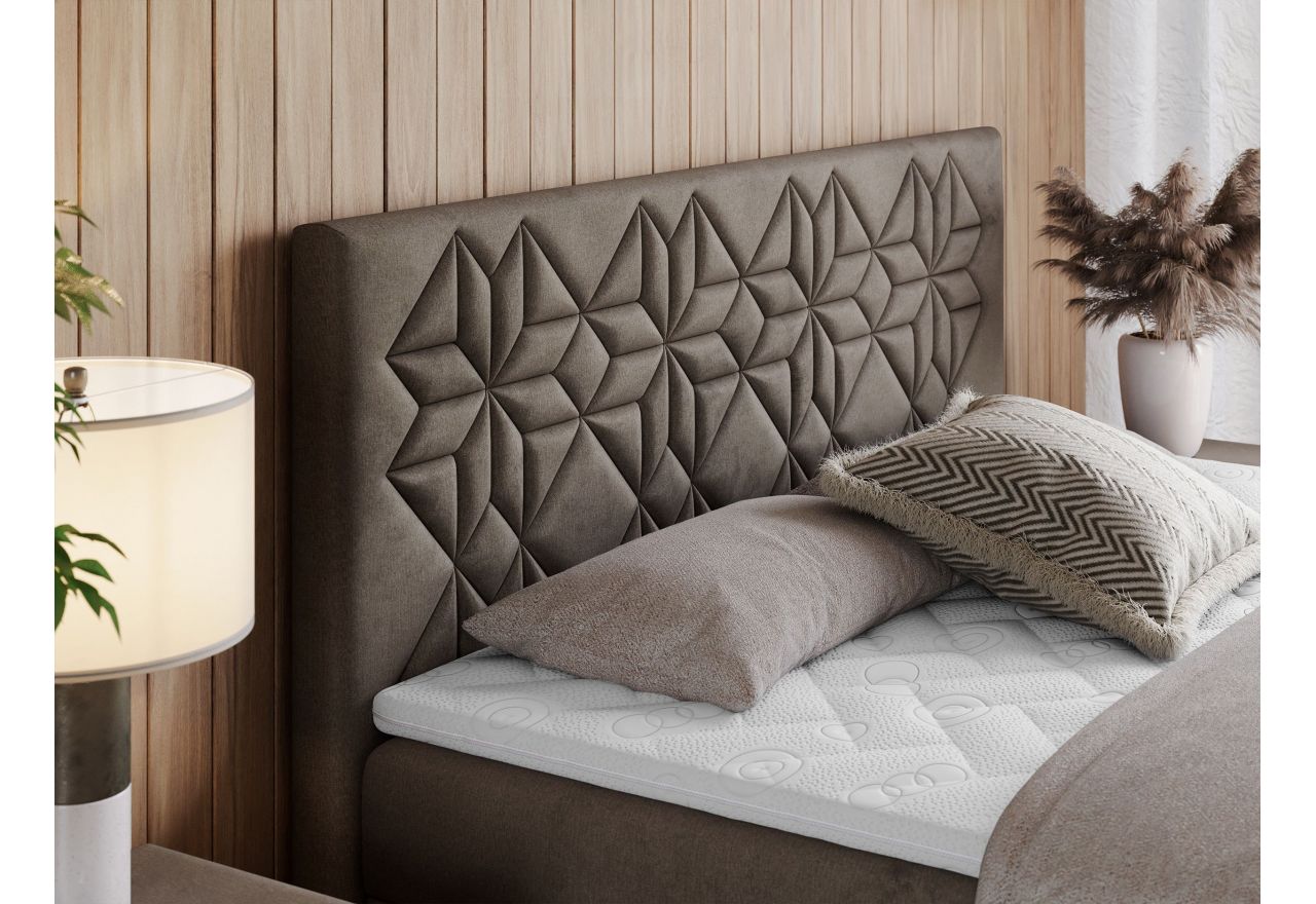 Łóżko kontynentalne LEILA 120x200 - H3 - brązowy, welwet