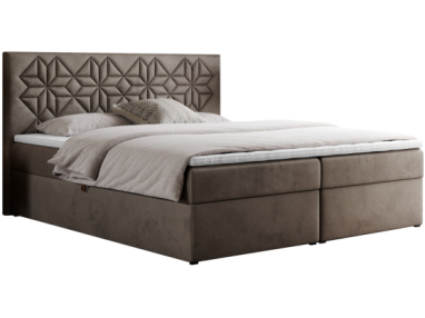 Łóżko kontynentalne LEILA 140x200 - H3 - brązowy, welwet