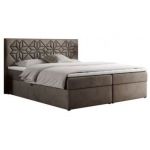 Łóżko kontynentalne LEILA 180x200 - H3 - brązowy, welwet