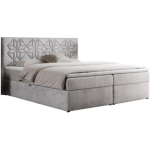 Łóżko kontynentalne LEILA 140x200 - H3 - jasnoszary, welwet