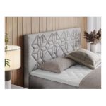 Łóżko kontynentalne LEILA 140x200 - H3 - jasnoszary, welwet