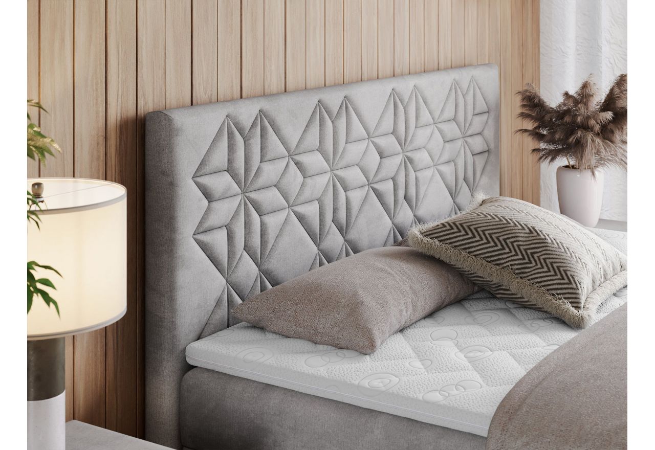 Łóżko kontynentalne LEILA 180x200 - H3 - jasnoszary, welwet