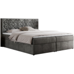 Łóżko kontynentalne LEILA 140x200 - H3 - ciemnoszary, welwet