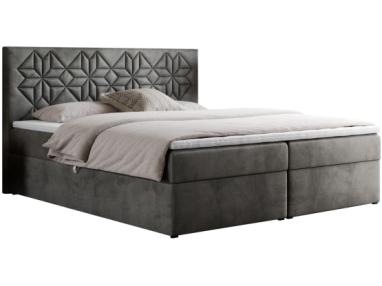 Łóżko kontynentalne LEILA 180x200 - H3 - ciemnoszary, welwet