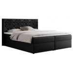 Łóżko kontynentalne LEILA 120x200 - H3 - czarny, ekoskóra