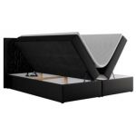 Łóżko kontynentalne LEILA 160x200 - H3 - czarny, ekoskóra