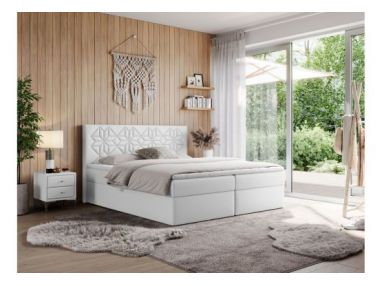 Łóżko kontynentalne LEILA 120x200 - H3 - biały, ekoskóra