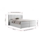 Łóżko kontynentalne LEILA 160x200 - H3 - biały, ekoskóra