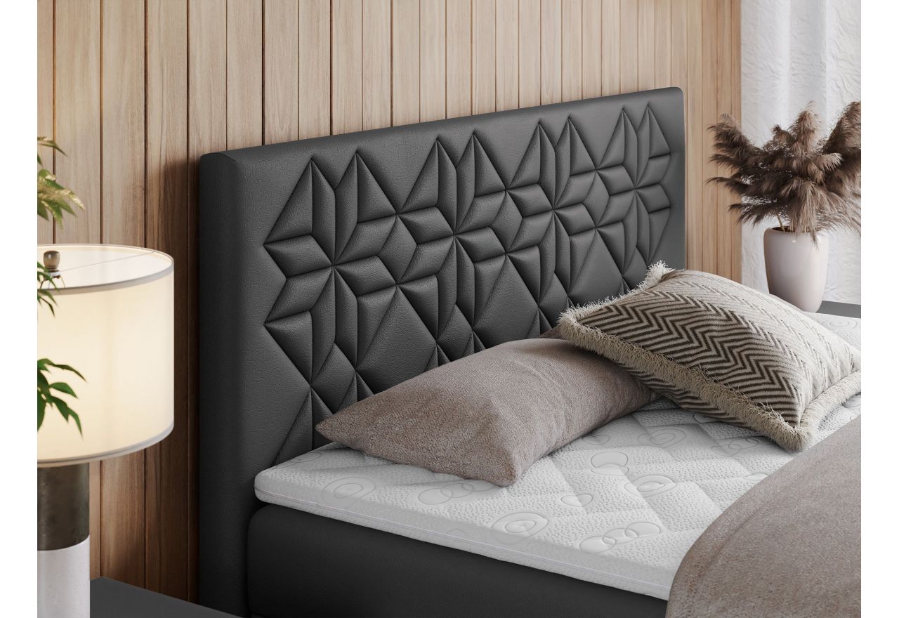 Łóżko kontynentalne LEILA 120x200 - H3 - szary, ekoskóra