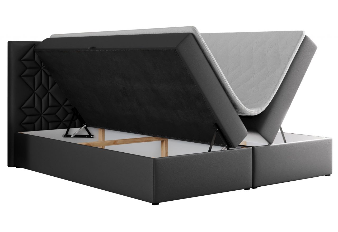 Łóżko kontynentalne LEILA 140x200 - H3 - szary, ekoskóra