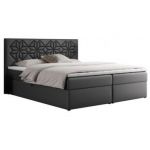 Łóżko kontynentalne LEILA 160x200 - H3 - szary, ekoskóra