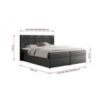 Łóżko kontynentalne LEILA 200x200 - H3 - szary, ekoskóra