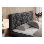 Łóżko kontynentalne LEILA 200x200 - H3 - szary, ekoskóra