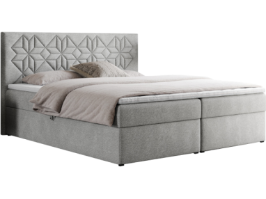 Łóżko kontynentalne LEILA 160x200 - H4 - jasnoszary, struktura