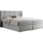 Łóżko kontynentalne LEILA 160x200 - H4 - jasnoszary, struktura