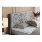 Łóżko kontynentalne LEILA 200x200 - H4 - jasnoszary, struktura