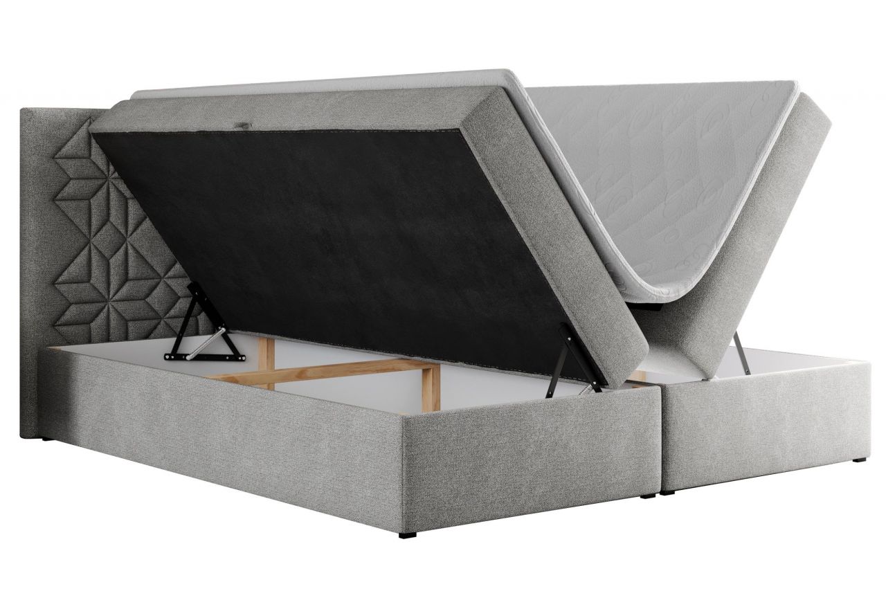 Łóżko kontynentalne LEILA 200x200 - H4 - jasnoszary, struktura