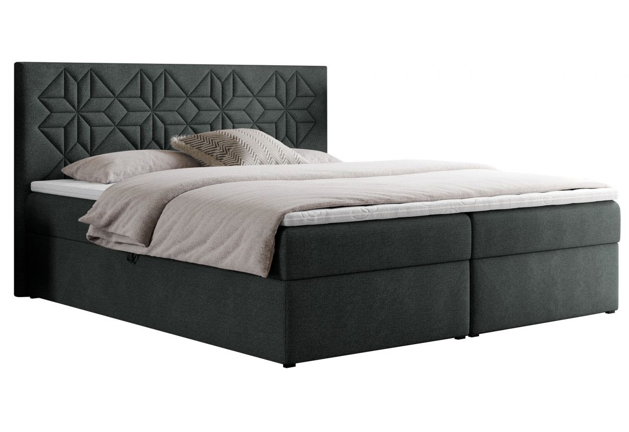 Łóżko kontynentalne LEILA 140x200 - H4 - ciemnoszary, struktura