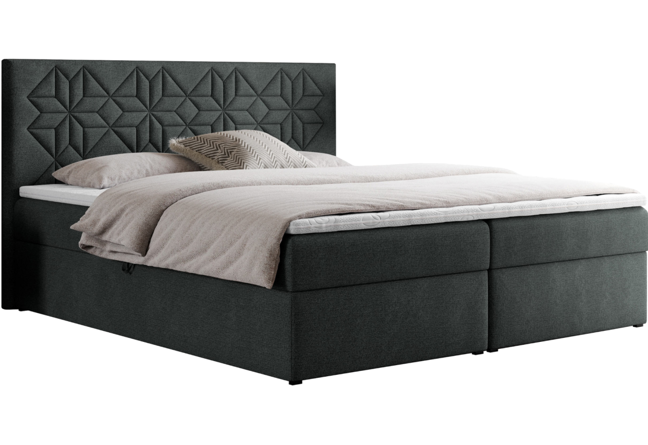 Łóżko kontynentalne LEILA 160x200 - H4 - ciemnoszary, struktura