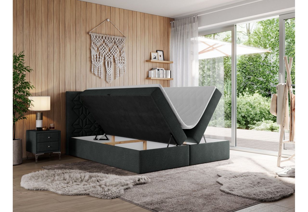 Łóżko kontynentalne LEILA 160x200 - H4 - ciemnoszary, struktura