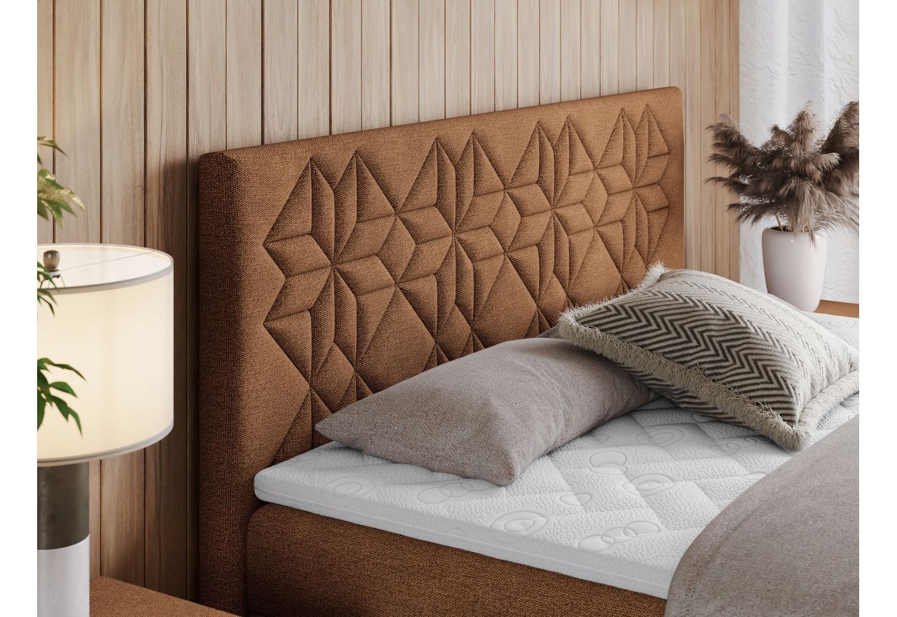 Łóżko kontynentalne LEILA 120x200 - H4 - pomarańczowy, struktura