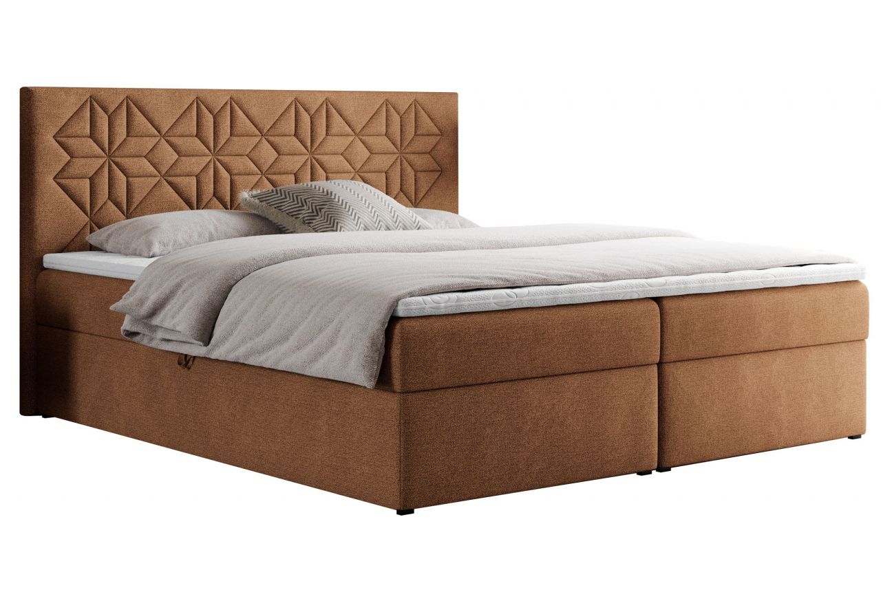 Łóżko kontynentalne LEILA 120x200 - H4 - pomarańczowy, struktura