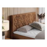 Łóżko kontynentalne LEILA 200x200 - H4 - pomarańczowy, struktura