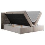 Łóżko kontynentalne LEILA 180x200 - H4 - beżowy, struktura