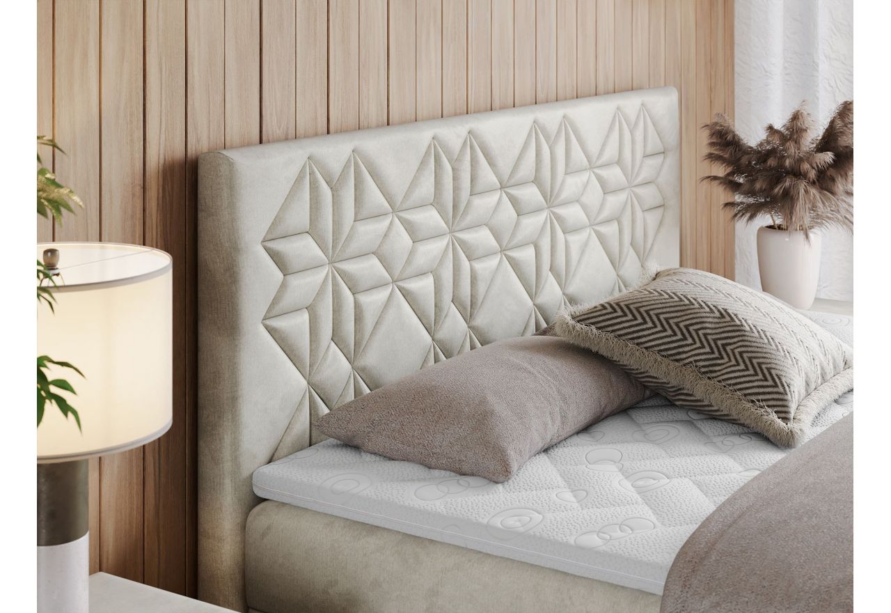 Łóżko kontynentalne LEILA 120x200 - H4 - beżowy, welwet