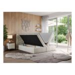 Łóżko kontynentalne LEILA 140x200 - H4 - beżowy, welwet