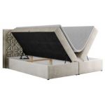 Łóżko kontynentalne LEILA 140x200 - H4 - beżowy, welwet