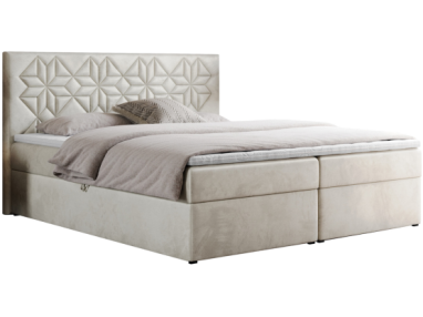 Łóżko kontynentalne LEILA 160x200 - H4 - beżowy, welwet