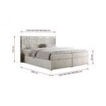 Łóżko kontynentalne LEILA 180x200 - H4 - beżowy, welwet