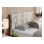 Łóżko kontynentalne LEILA 180x200 - H4 - beżowy, welwet