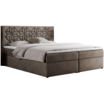 Łóżko kontynentalne LEILA 140x200 - H4 - brązowy, welwet