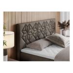 Łóżko kontynentalne LEILA 140x200 - H4 - brązowy, welwet